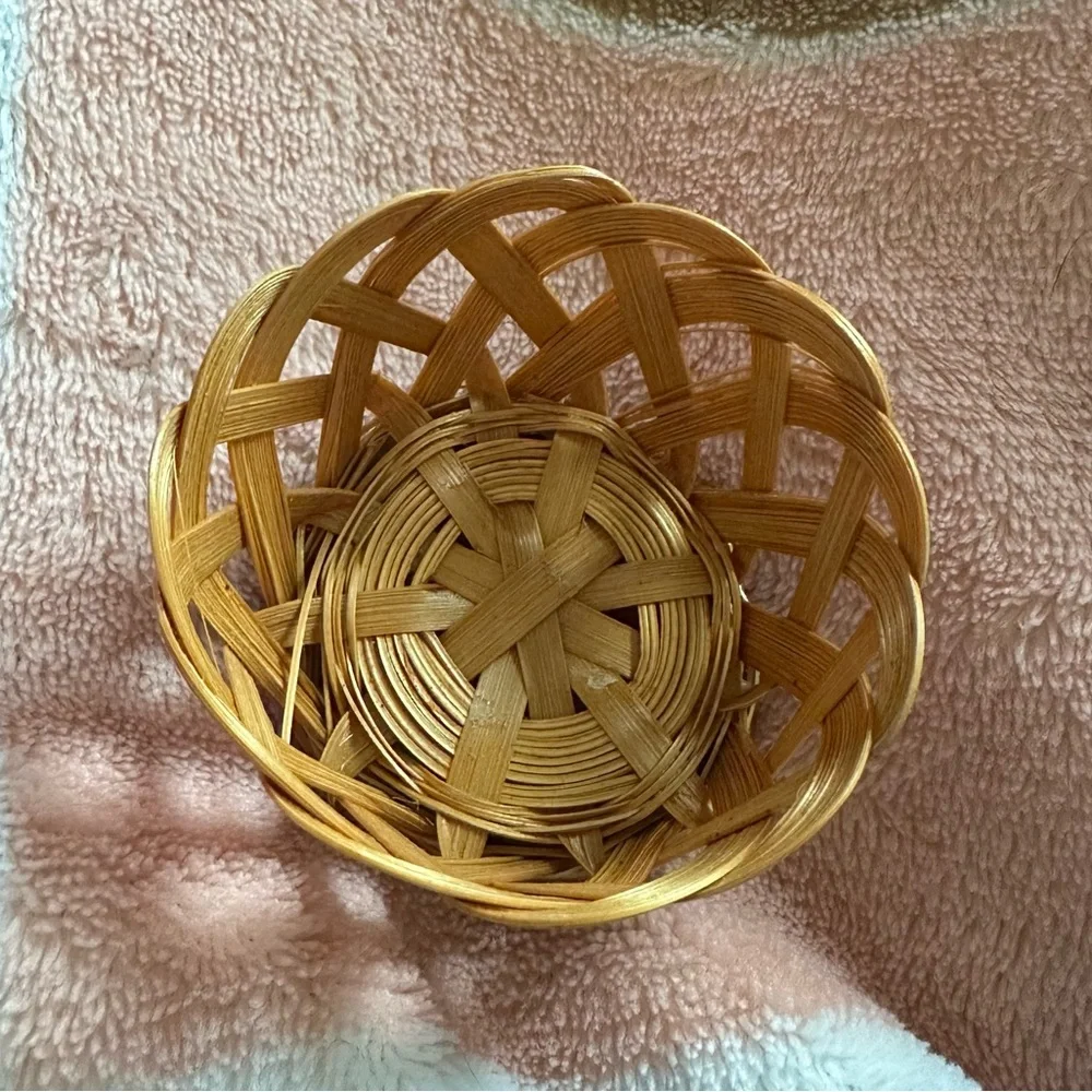 Woven Decorative Vintage Mini Ring Basket - Natural Brown
